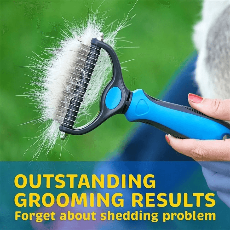 Double Sided Shedding Dematting Pet Grooming Brush, Undercoat Rake Comb for Dogs & Cats