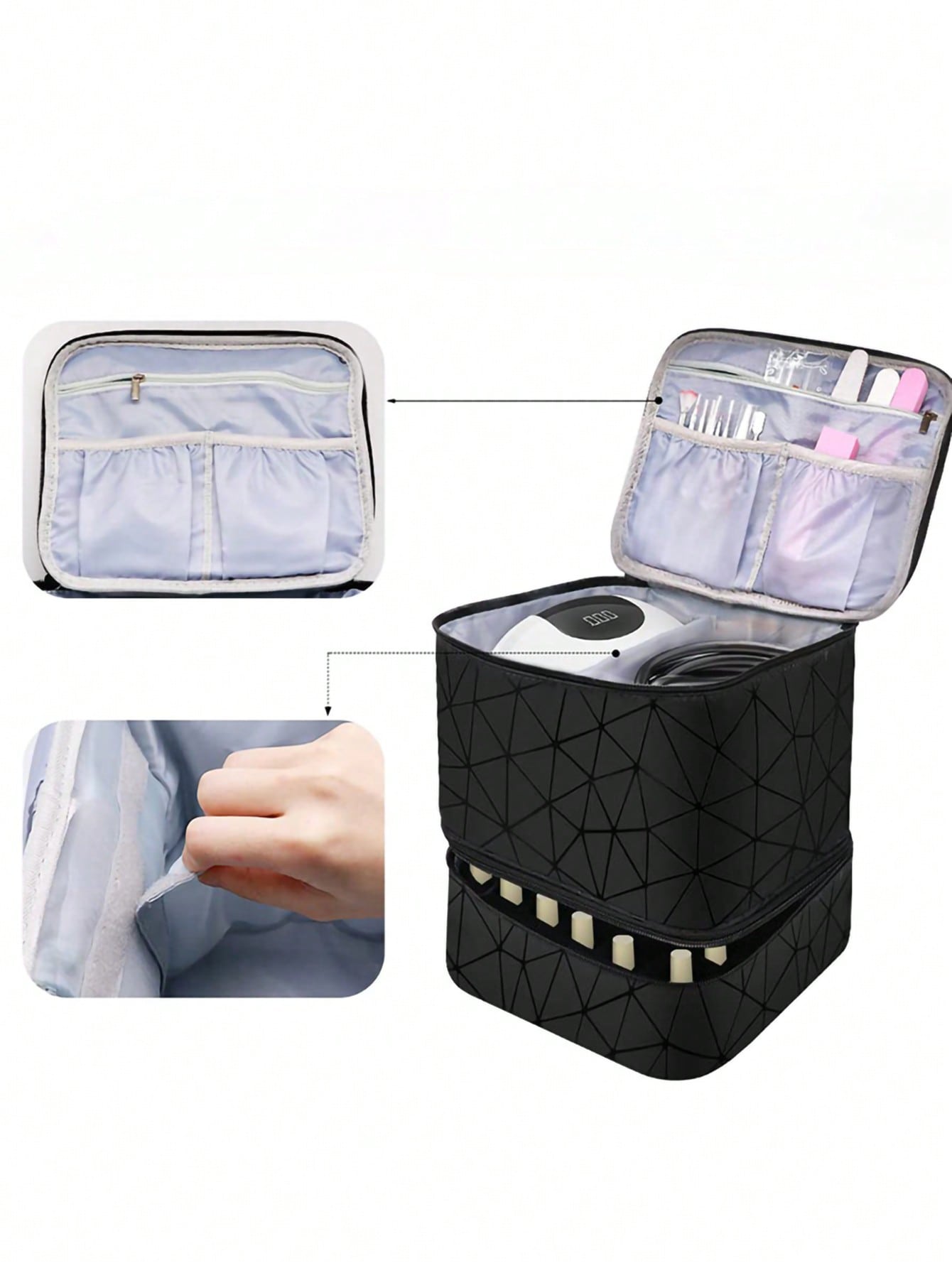 Portable Nail Polish Storage Bag,Multi Function PU Leather Organizer for Travel,Fits 20 Bottles,Essential Oils & Makeup