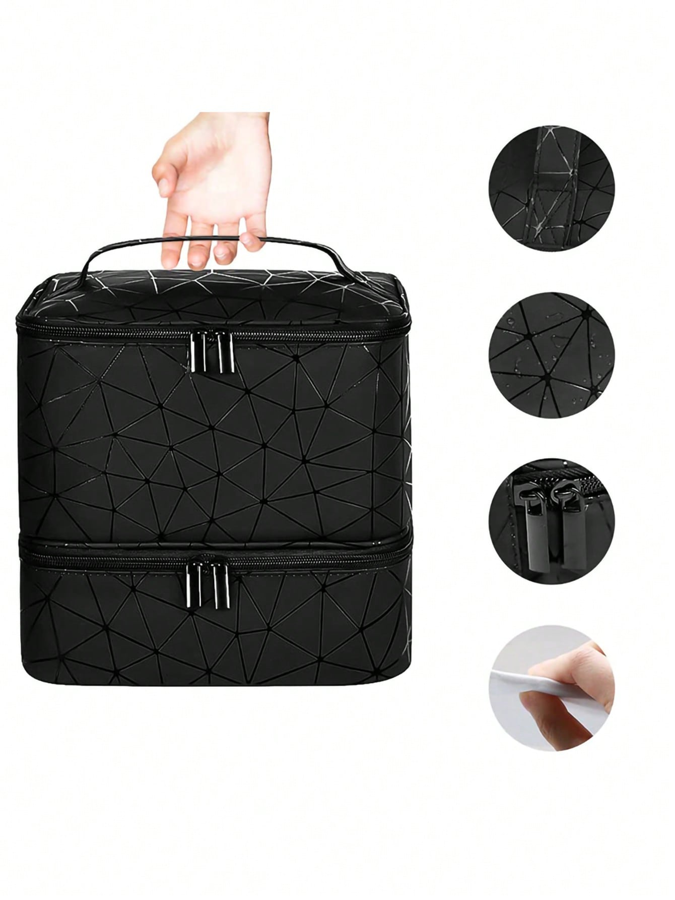 Portable Nail Polish Storage Bag,Multi Function PU Leather Organizer for Travel,Fits 20 Bottles,Essential Oils & Makeup
