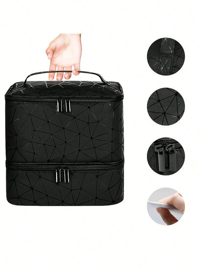 Portable Nail Polish Storage Bag,Multi Function PU Leather Organizer for Travel,Fits 20 Bottles,Essential Oils & Makeup