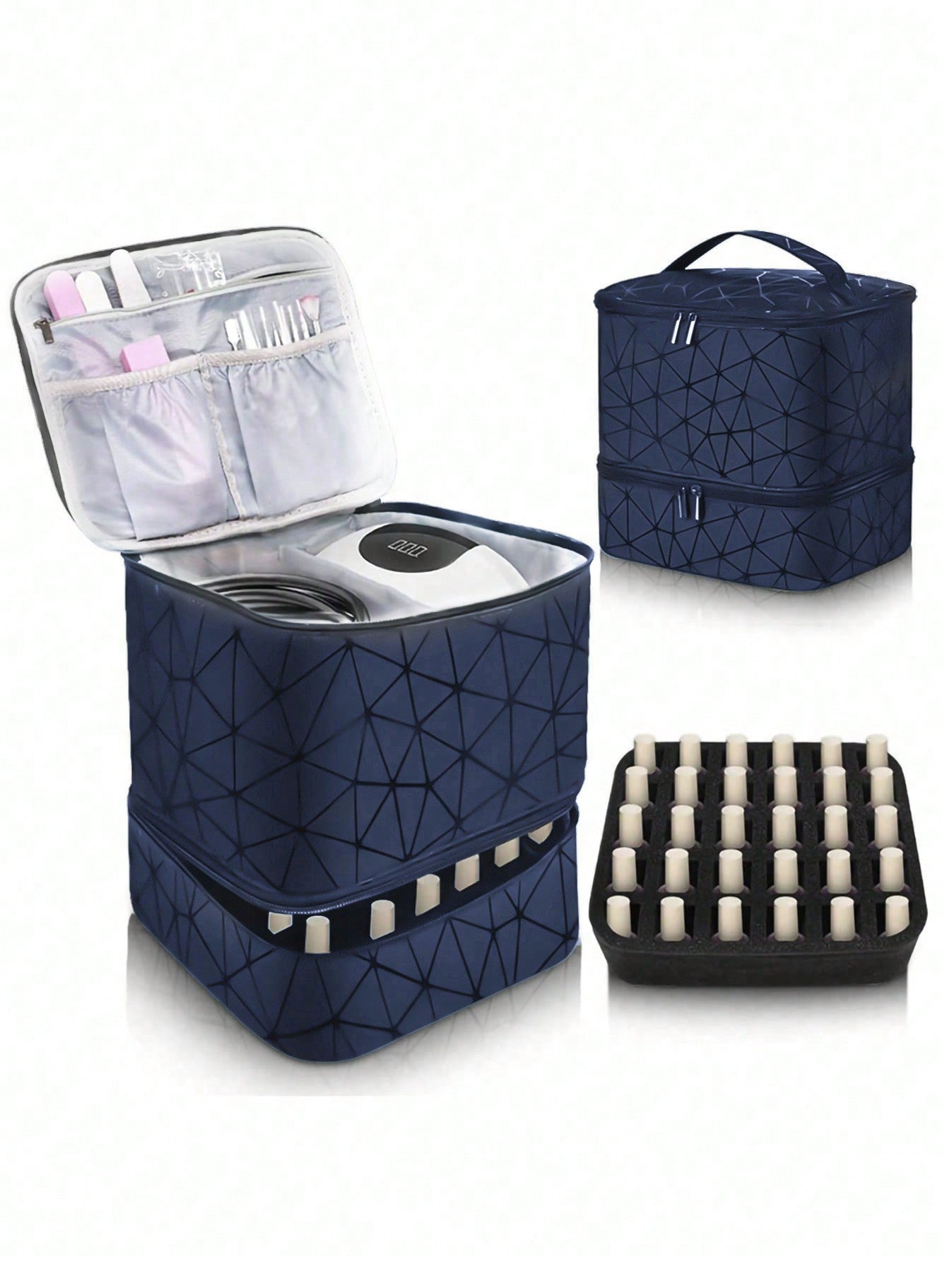 Portable Nail Polish Storage Bag,Multi Function PU Leather Organizer for Travel,Fits 20 Bottles,Essential Oils & Makeup
