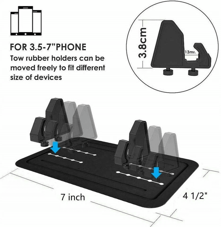 Universal Car Dashboard Anti slip Mat & Mount Holder Stand, Non Toxic Rubber Phone GPS Pad for Smartphones