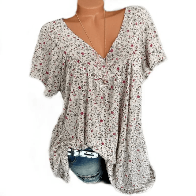 Floral Sleeveless V-Neck Tank Top – Lightweight Casual Summer Shirt for Women