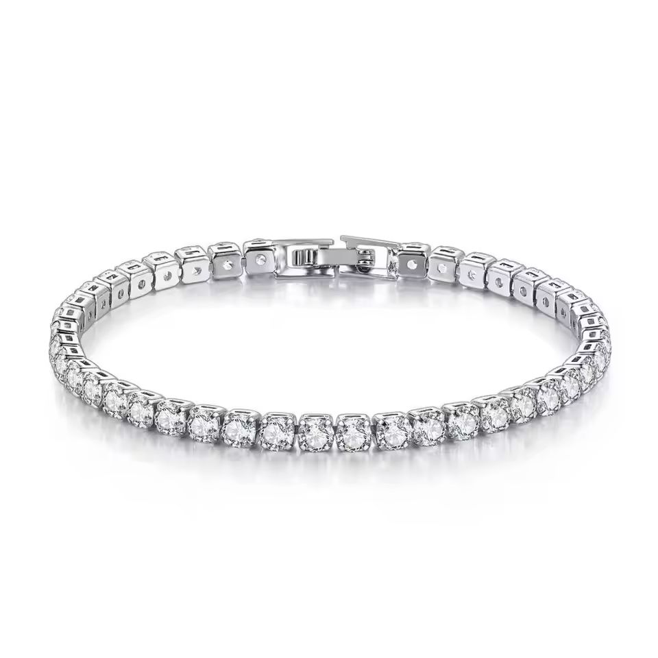 Elegant Sterling Silver Tennis Bracelet with Zirconia Accents