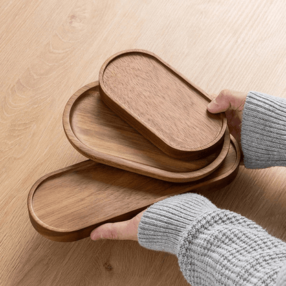 Japanese Style Wooden Food Tray for Snacks Dessert Tea or Bread