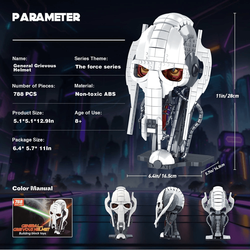 788 Piece General Grievous Helmet Building Block Set for Star Wars Fans and Collectors