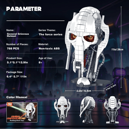 788 Piece General Grievous Helmet Building Block Set for Star Wars Fans and Collectors