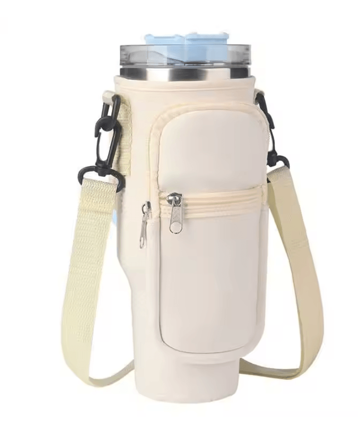 Water Bottle Carrier Bag with Adjustable Strap and Pocket for Stanley 40oz Tumbler