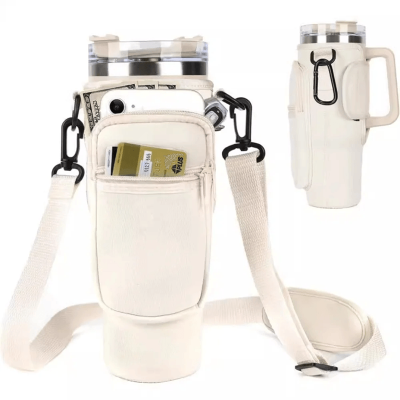 Water Bottle Carrier Bag with Adjustable Strap and Pocket for Stanley 40oz Tumbler