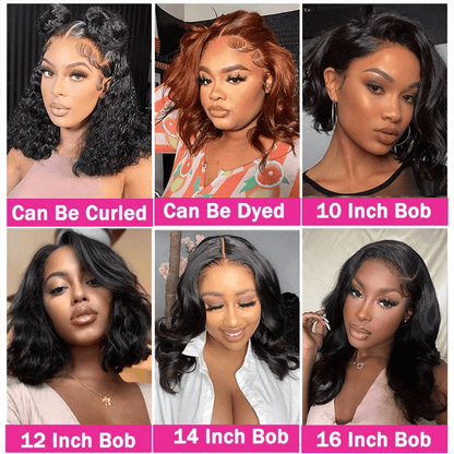 Brazilian Body Wave Short Bob Wig – 13x4 Lace Front Human Hair Wig 200 Density