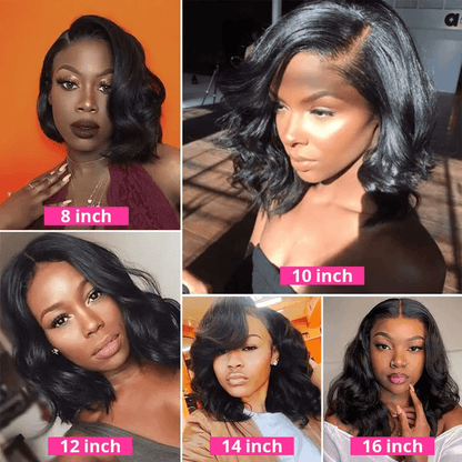 Brazilian Body Wave Short Bob Wig – 13x4 Lace Front Human Hair Wig 200 Density