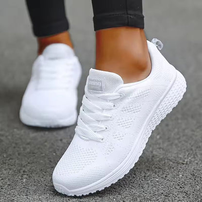 AirFlex Womens Breathable Mesh Sneakers Lightweight Lace Up Vulcanized Shoes for Active Comfort