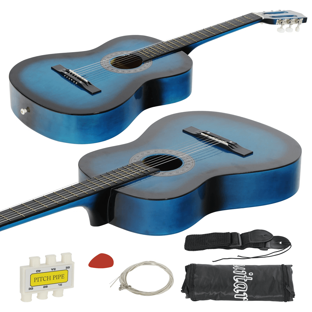 38 Inch Beginner Acoustic Guitar Kit with Case Strap Tuner and Pick for Students and Adults