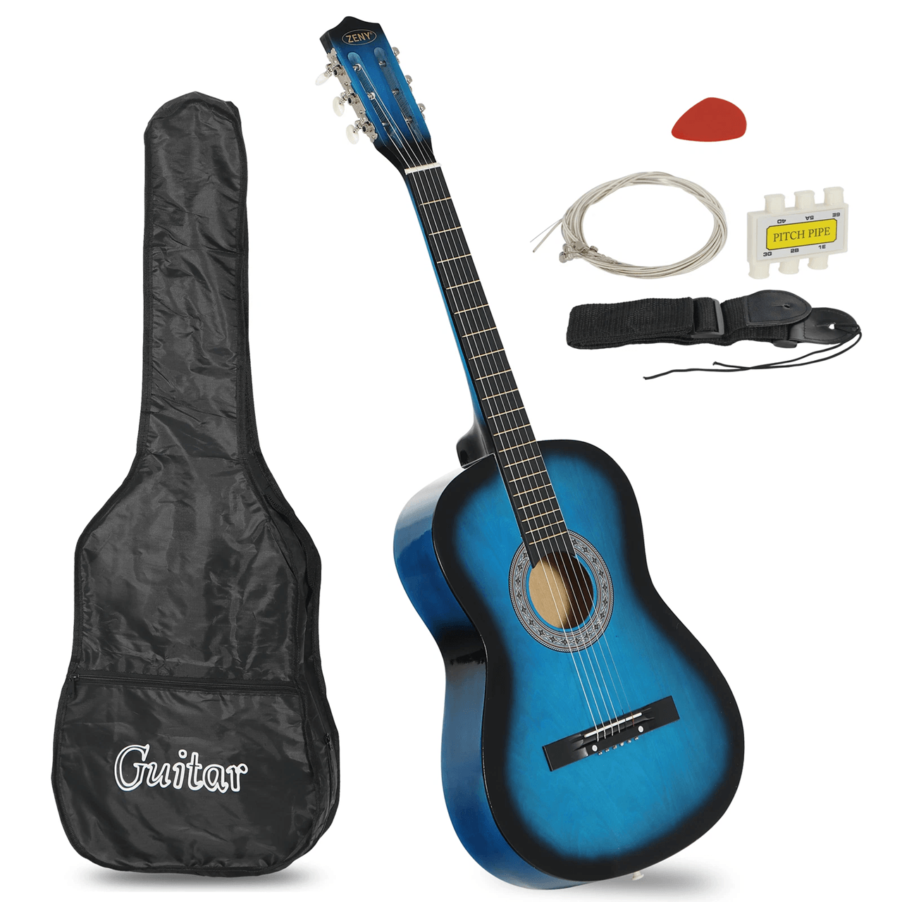 38 Inch Beginner Acoustic Guitar Kit with Case Strap Tuner and Pick for Students and Adults
