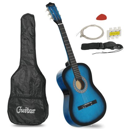 38 Inch Beginner Acoustic Guitar Kit with Case Strap Tuner and Pick for Students and Adults