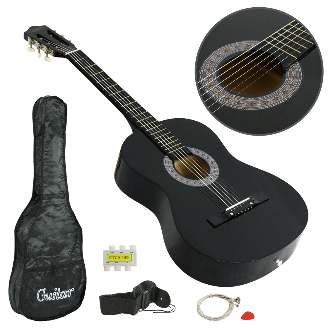 38 Inch Full Size Acoustic Guitar for Beginners with Pick Ideal for Adults and Kids