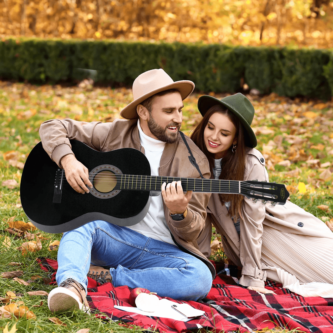 38 Inch Full Size Acoustic Guitar for Beginners with Pick Ideal for Adults and Kids
