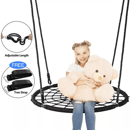 40 Inch Spider Web Tree Swing with Nylon Rope Outdoor Swing for Kids and Adults Up to 600 Pounds