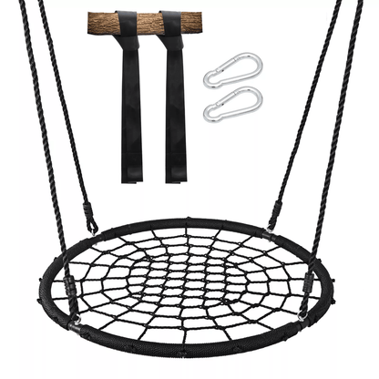 40 Inch Spider Web Tree Swing with Nylon Rope Outdoor Swing for Kids and Adults Up to 600 Pounds