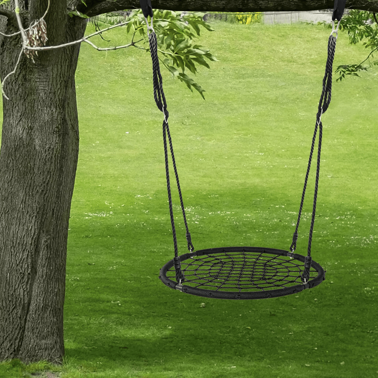 40 Inch Spider Web Tree Swing with Nylon Rope Outdoor Swing for Kids and Adults Up to 600 Pounds