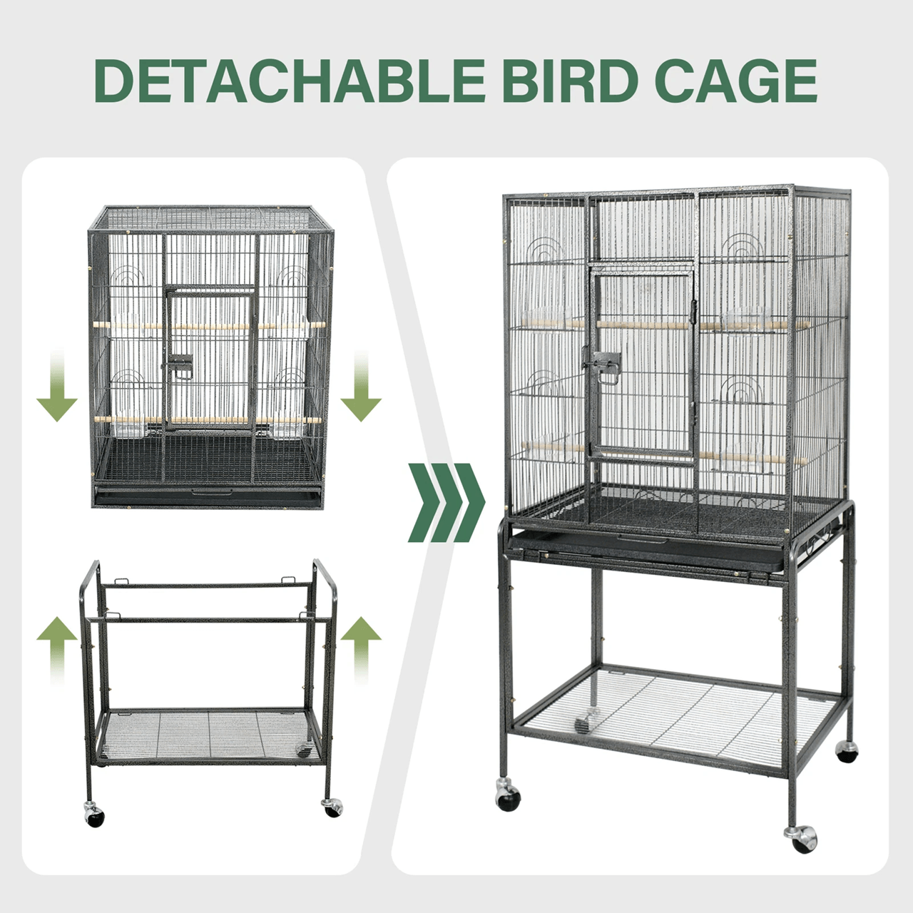 53 Inch Extra Large Bird Cage with Locking Door for Macaws Parrots Cockatoos and Finches