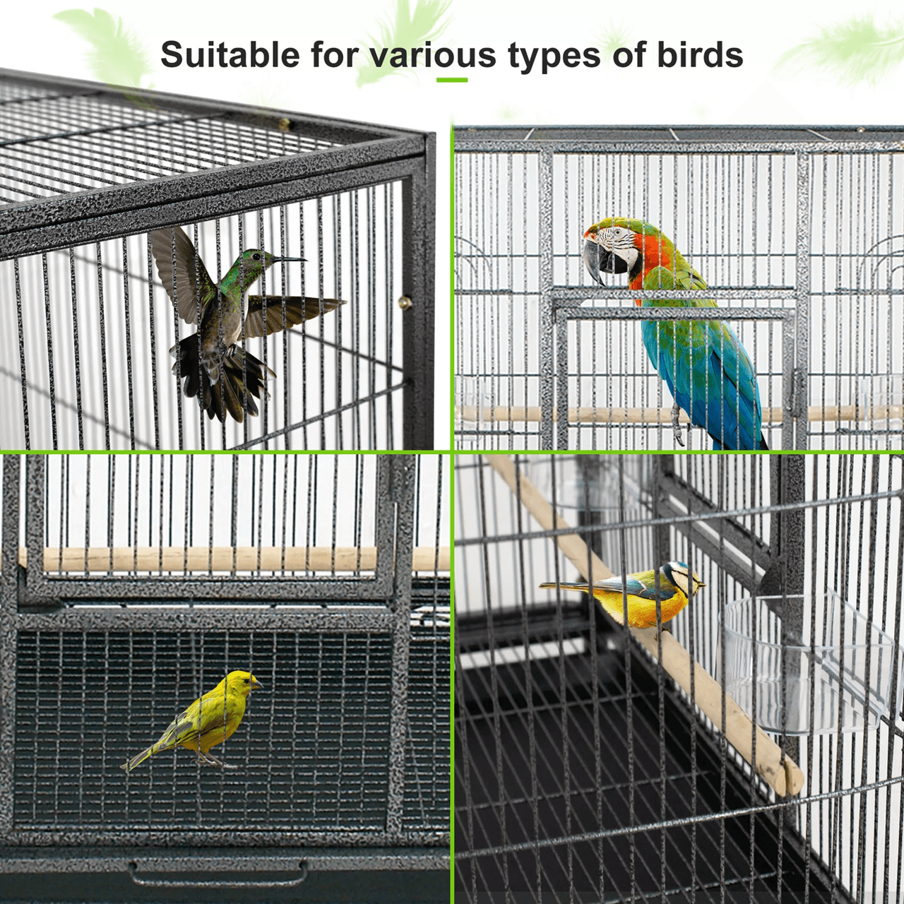 53 Inch Extra Large Bird Cage with Locking Door for Macaws Parrots Cockatoos and Finches