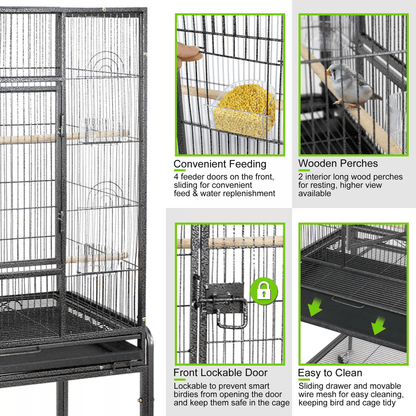 53 Inch Extra Large Bird Cage with Locking Door for Macaws Parrots Cockatoos and Finches