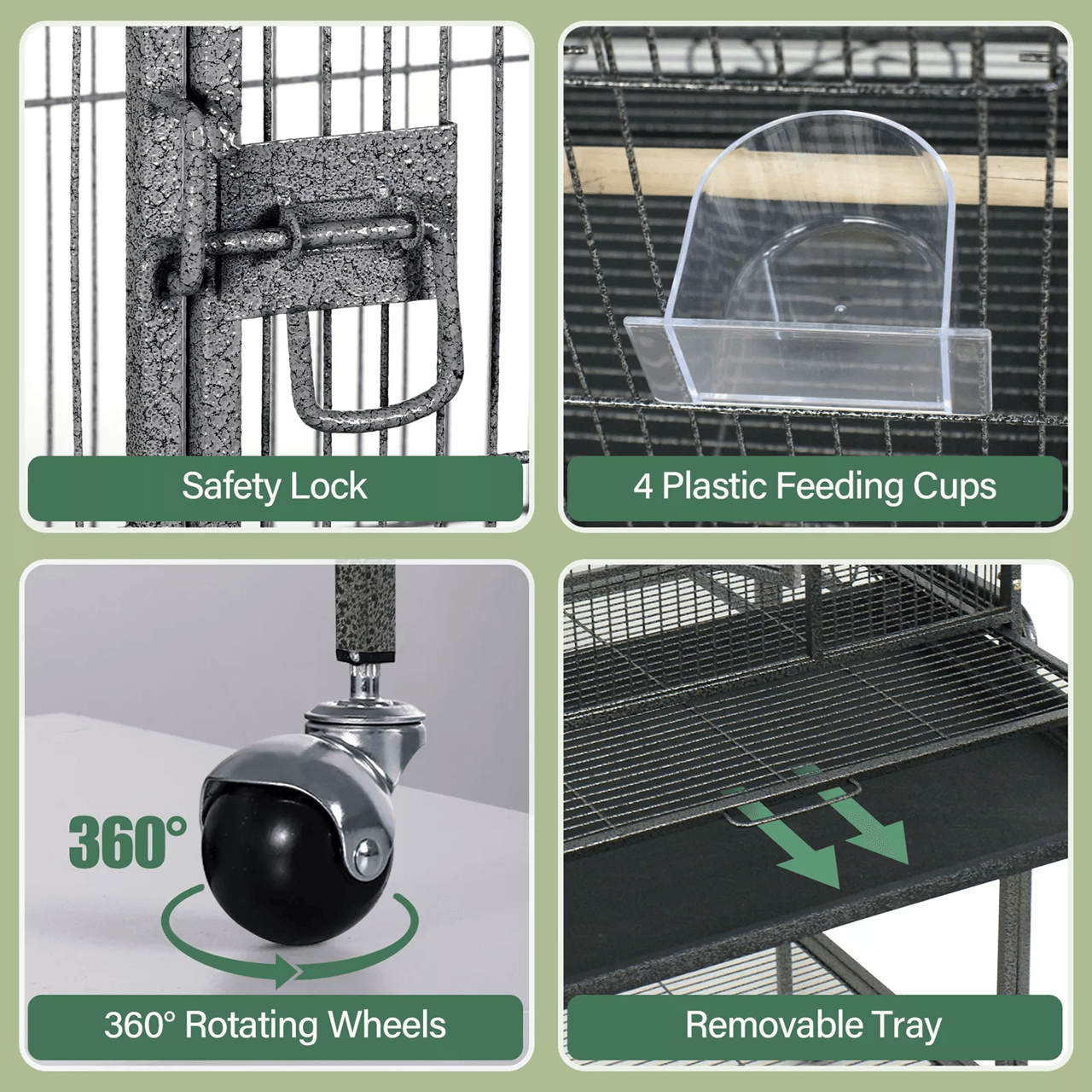 53 Inch Extra Large Bird Cage with Locking Door for Macaws Parrots Cockatoos and Finches