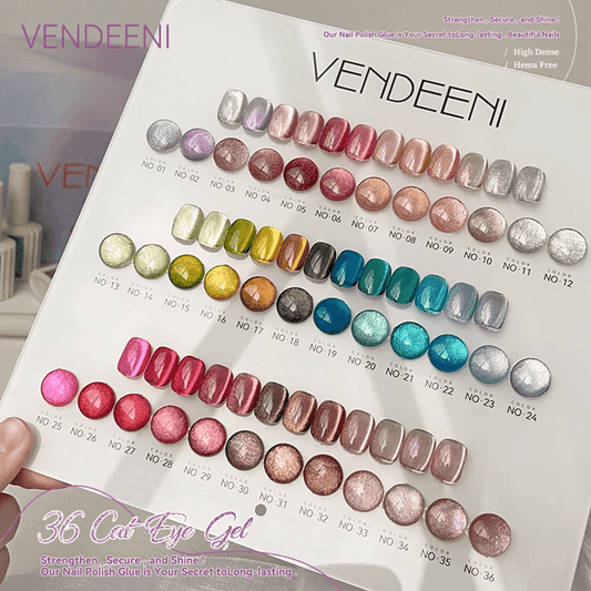 36 Color Magnetic Cat Eye Gel Polish Set with Reflective Holographic Shine for Nail Art Design