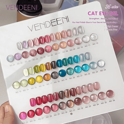 36 Color Magnetic Cat Eye Gel Polish Set with Reflective Holographic Shine for Nail Art Design