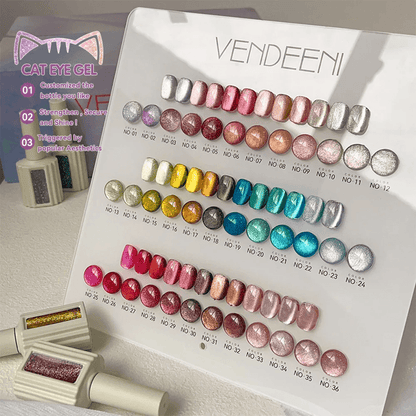 36 Color Magnetic Cat Eye Gel Polish Set with Reflective Holographic Shine for Nail Art Design