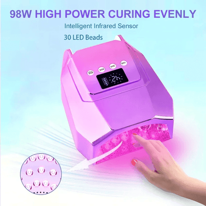 98W Cordless UV LED Nail Lamp – Fast-Curing Gel Dryer with Mirror Finish