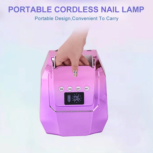 98W Cordless UV LED Nail Lamp – Fast-Curing Gel Dryer with Mirror Finish