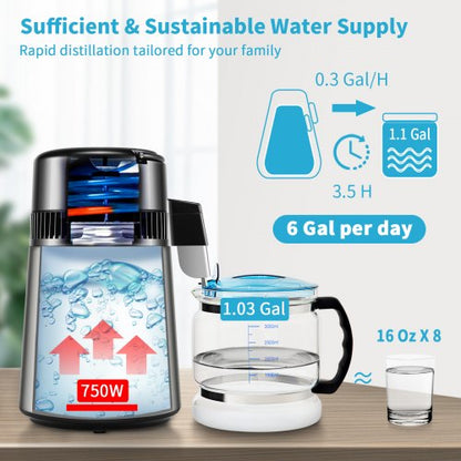 Premium Stainless Steel Countertop Water Distiller Pure Water Machine