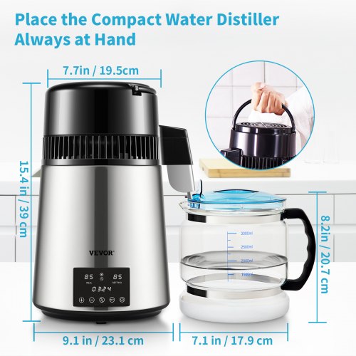 Premium Stainless Steel Countertop Water Distiller Pure Water Machine