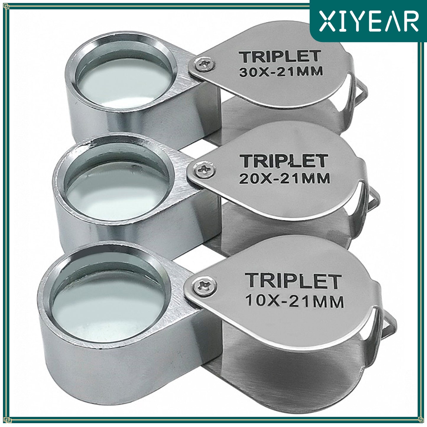 Pocket Loupe Magnifier Jewelry Magnifying Glass, Foldable Triplet Diamond Lupa Eye Glass Tool for Jewelers & Reading