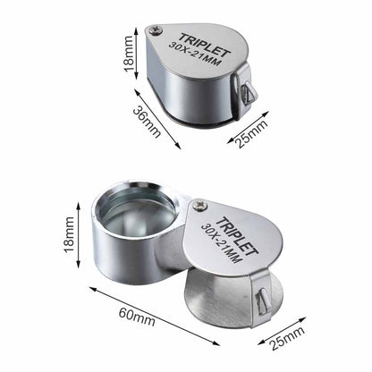 Pocket Loupe Magnifier Jewelry Magnifying Glass, Foldable Triplet Diamond Lupa Eye Glass Tool for Jewelers & Reading