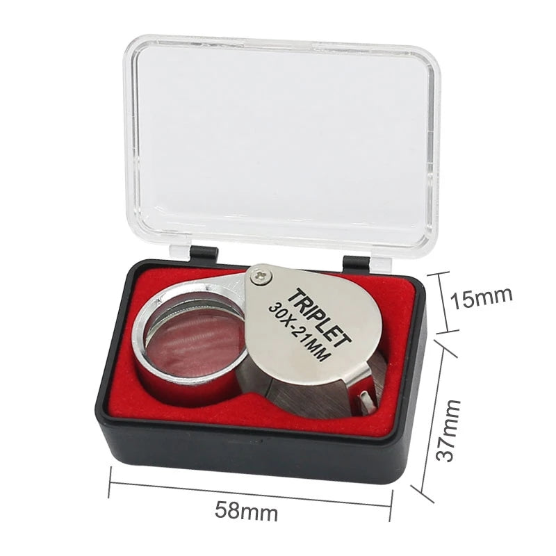 Pocket Loupe Magnifier Jewelry Magnifying Glass, Foldable Triplet Diamond Lupa Eye Glass Tool for Jewelers & Reading