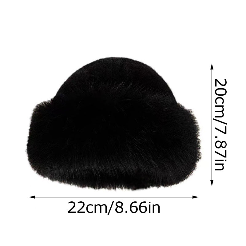 Winter Thick Warm Furry Beanies Hat for Women, Imitation Mink Fur Russian Cap, Solid Color Plush Brimless Ski Hat