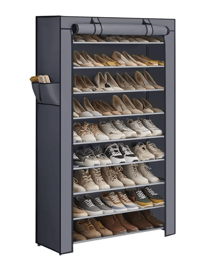 Songmics 9 Tier Shoe Rack with Dustproof Cover for Entryway Shoe Storage and Organization