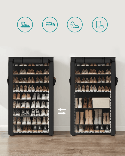 Songmics 9 Tier Shoe Rack with Dustproof Cover for Entryway Shoe Storage and Organization
