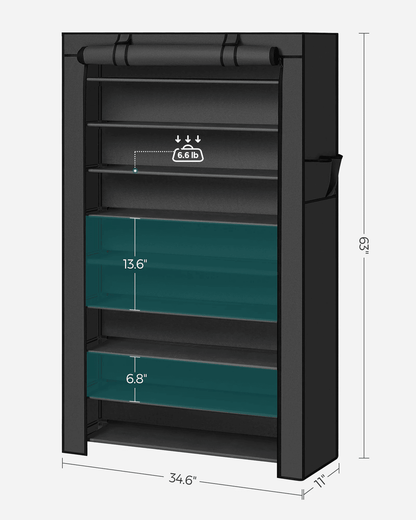 Songmics 9 Tier Shoe Rack with Dustproof Cover for Entryway Shoe Storage and Organization