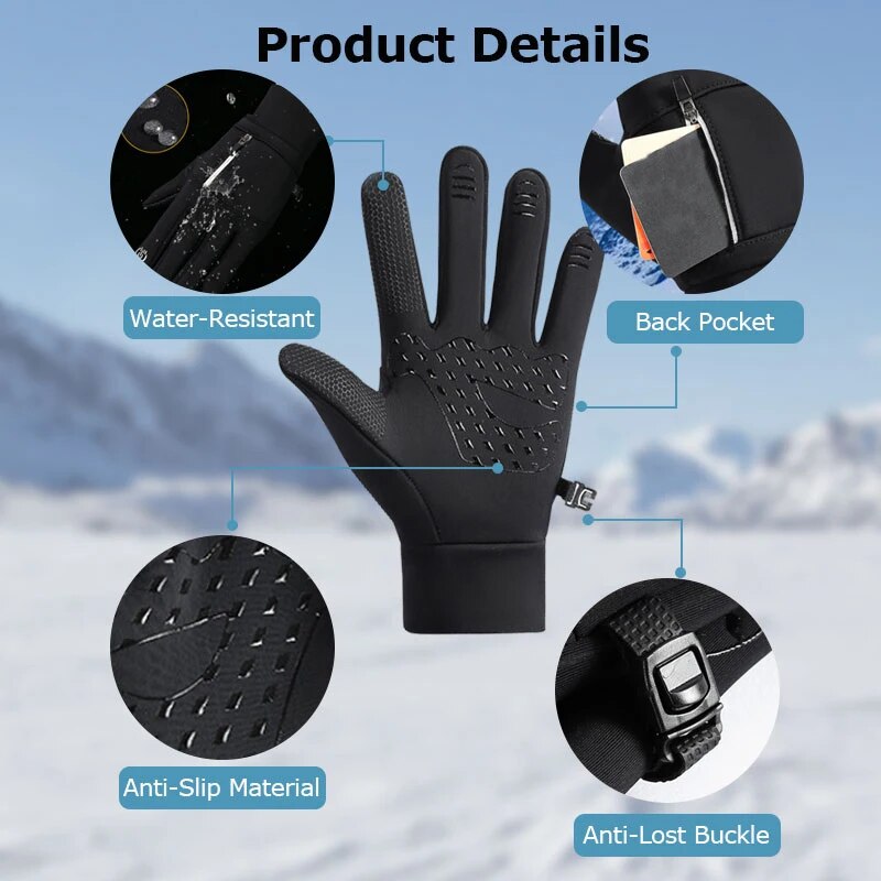Waterproof Thermal Winter Gloves for Men & Women, Warm Insulated Gloves for Running, Cycling, Ski, Work, Driving