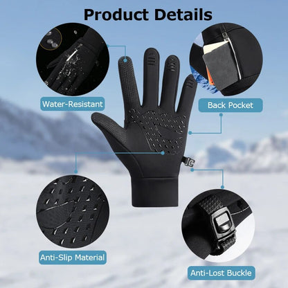 Waterproof Thermal Winter Gloves for Men & Women, Warm Insulated Gloves for Running, Cycling, Ski, Work, Driving
