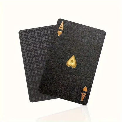 Luxury Waterproof Playing Cards – Sleek Black Poker Deck for Magic, Parties & Game Nights