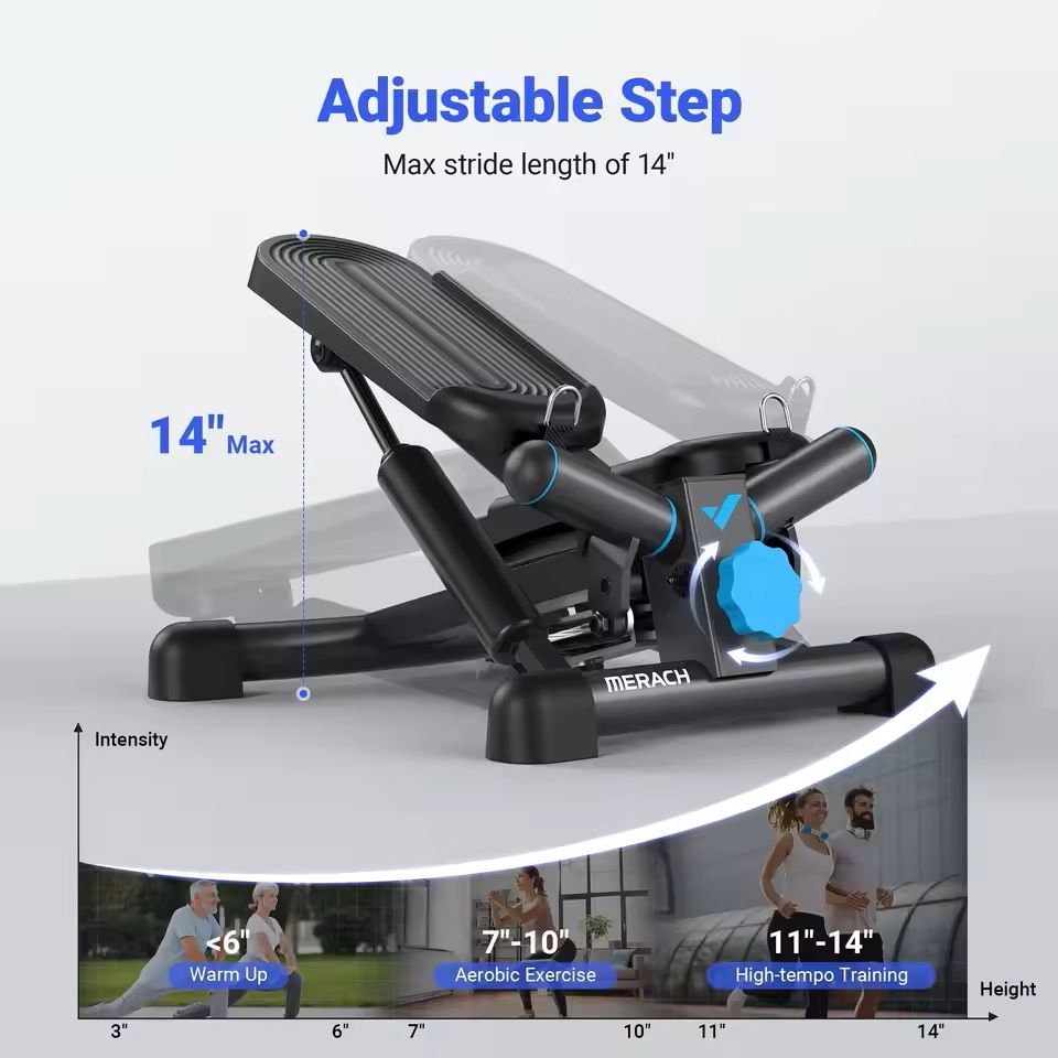 Mini Twist Stepper with Resistance Bands 330 lbs Capacity