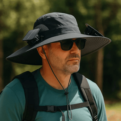 Outdoor Solar Wide Brimme Sun Hat With Fan