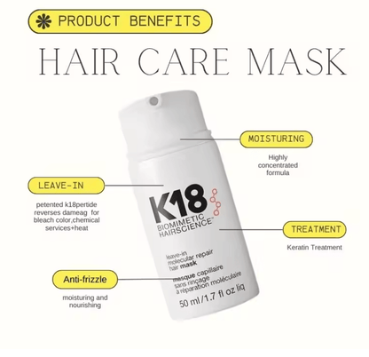 Keratin Repair Hair Mask with Leave In Molecular Treatment for Damaged Hair and Scalp