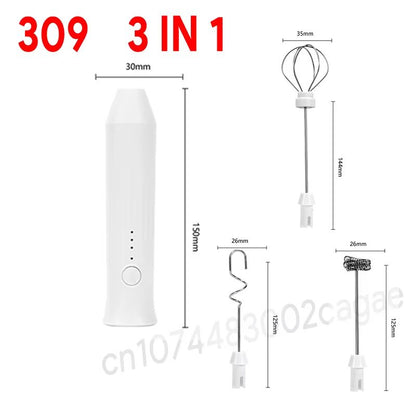 USB Rechargeable Handheld Milk Frother – Mini Milk Frother Wand with 3 Speeds, Portable USB Rechargeable Frother for Cof