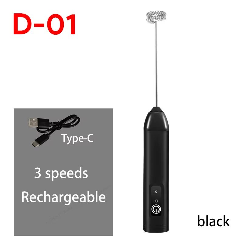 USB Rechargeable Handheld Milk Frother – Mini Milk Frother Wand with 3 Speeds, Portable USB Rechargeable Frother for Cof